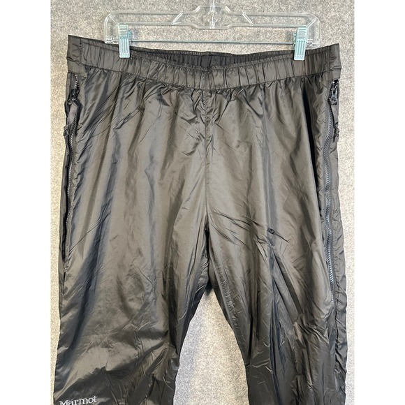 Marmot Mens Full Zip Lined Windbreaker Pants Black Large Hiking Outdoor Active